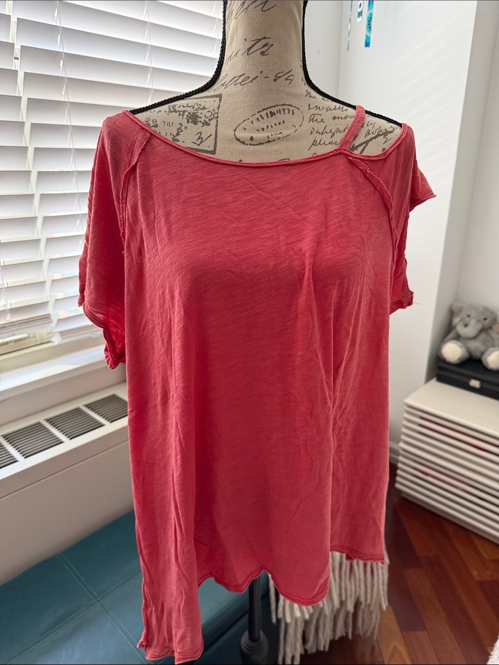 We The Free Coral Off-Shoulder Short Sleeve Top